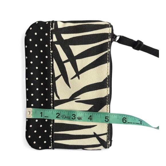 NWOT Lands End Canvas Wristlet Purse Black White Havana Palm Pocket CC Slots - Picture 6 of 6